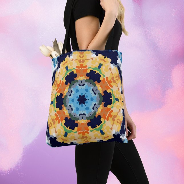 Bolso De Tela Retro Mandala amarillo azul y Naranja (Subido por el creador)