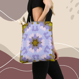 Bolso De Tela Retro Mandala Flor Amarillo Azul y Púrpura