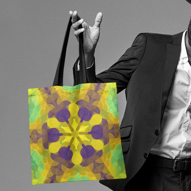 Bolso De Tela Retro Mandala Flor amarillo morado y verde (Subido por el creador)