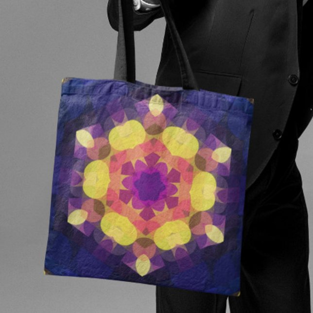 Bolso De Tela Retro Mandala Flor Amarillo rosa y Púrpura (Subido por el creador)