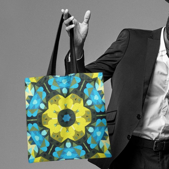 Bolso De Tela Retro Mandala Flor Amarillo y Azul (Subido por el creador)