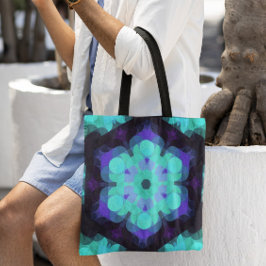 Bolso De Tela Retro Mandala Flor Azul Púrpura y Verde