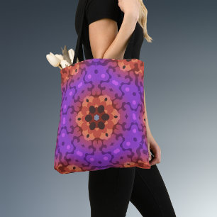 Bolso De Tela Retro Mandala Flor morado y rojo