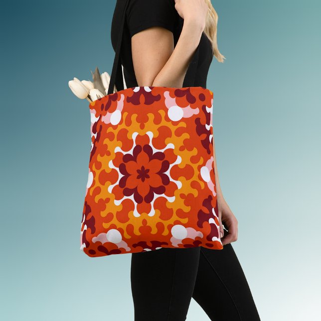 Bolso De Tela Retro Mandala Flor Naranja blanco y amarillo (Subido por el creador)