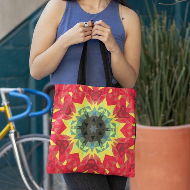 Bolso De Tela Retro Mandala Flor Rojo y Amarillo (Subido por el creador)