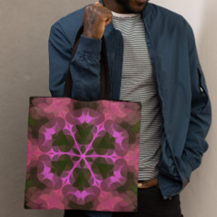 Bolso De Tela Retro Mandala Flor rosa y verde
