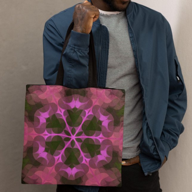 Bolso De Tela Retro Mandala Flor rosa y verde (Subido por el creador)