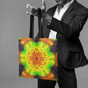 Bolso De Tela Retro Mandala Flower Orange Yellow and Green