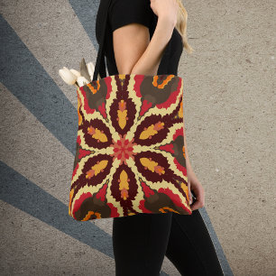 Bolso De Tela Retro Mandala Naranja rojo y marrón