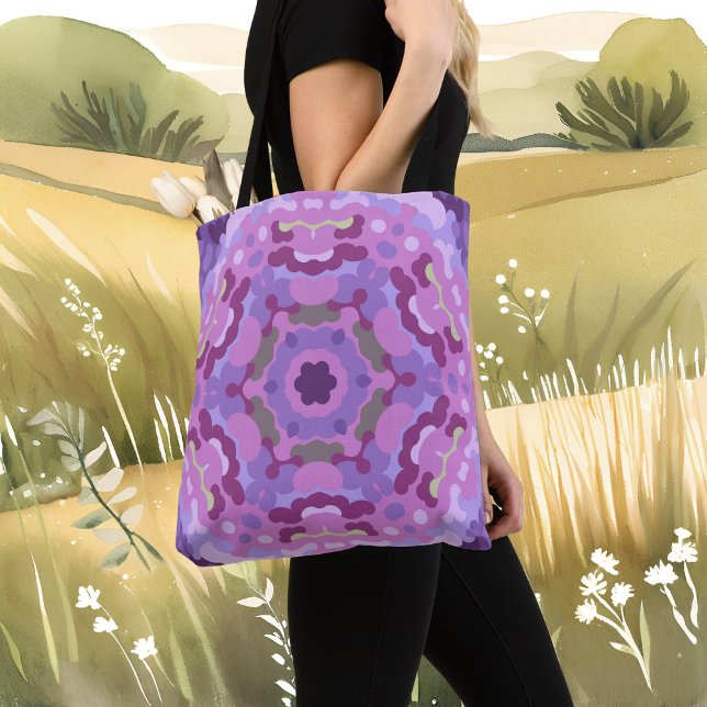 Bolso De Tela Retro Mandala Púrpura Rosa y Azul (Subido por el creador)