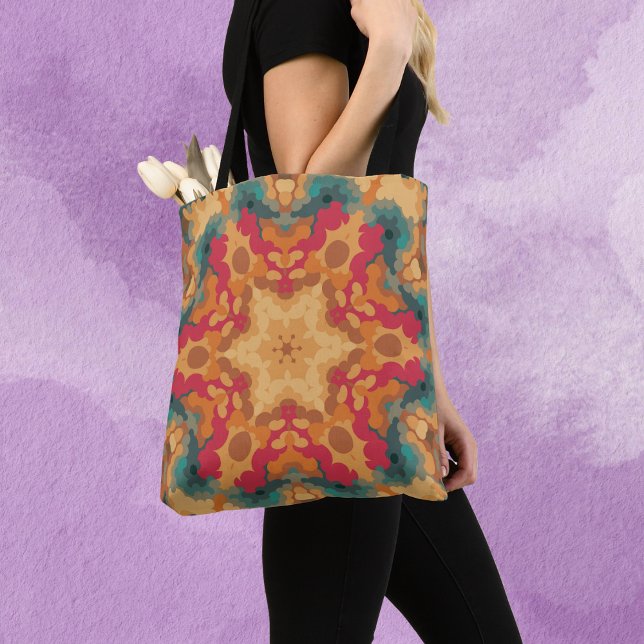 Bolso De Tela Retro Mandala Rojo Amarillo y Azul (Subido por el creador)