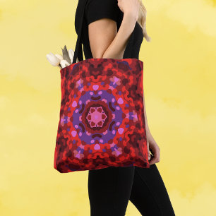 Bolso De Tela Retro Mandala rojo y púrpura