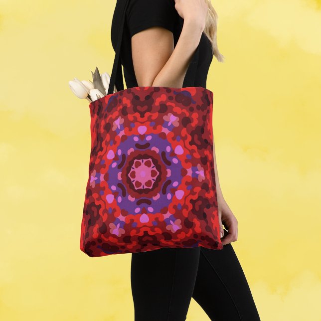 Bolso De Tela Retro Mandala rojo y púrpura (Subido por el creador)