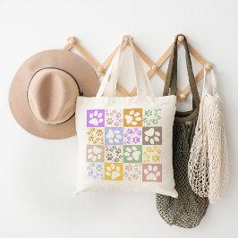 Bolso De Tela Retro Mascota Paw Checkered