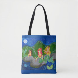 Bolso De Tela Retro Mermaid Grotto Folk Art