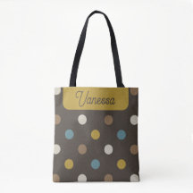 Retro Mod Polka Dots Blue Brown Name Personalized