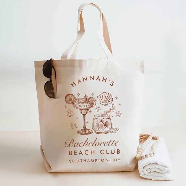 Bolso De Tela Retro Modern Blue & Brown Bachelorette Weekend (Subido por el creador)