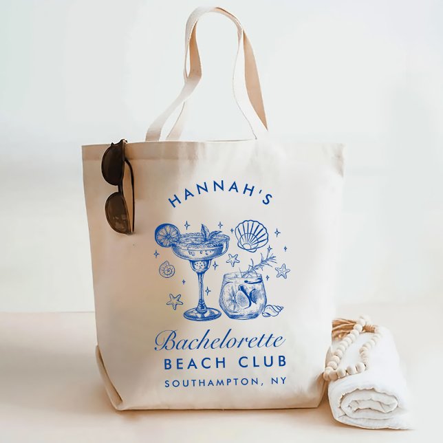 Bolso De Tela Retro Modern Pink & Blue Bachelorette Weekend (Subido por el creador)