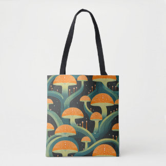 Bolso De Tela Retro Mushroom All-Over Print Tote Bag