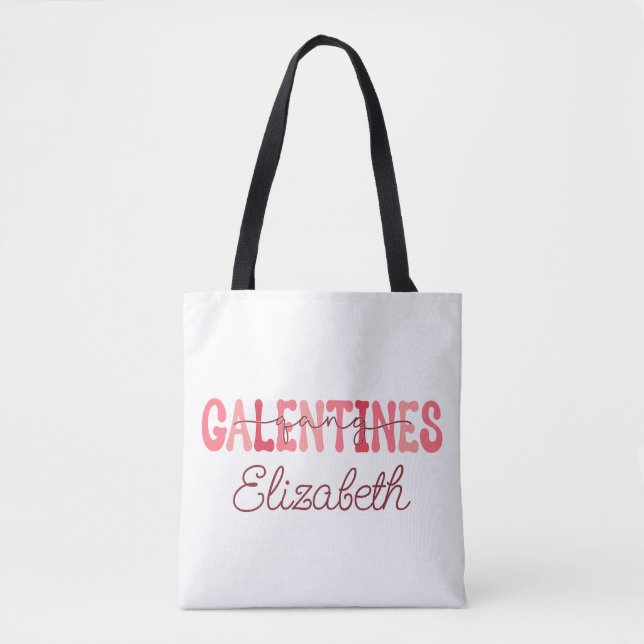 Bolso De Tela Retro "Pandilla de Galentine" Nombre personalizado (Anverso)