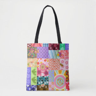 Bolso De Tela Retro Patchwork Groovy Boho Tote Bag