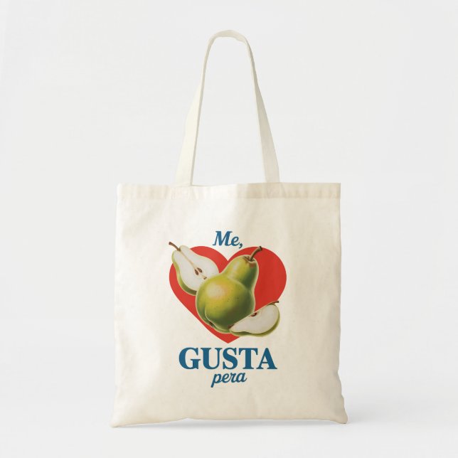 Bolso De Tela Retro Pear "Me Gusta" Vintage (Frente)