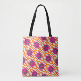 Bolso De Tela Retro Pink and Orange Modern Geometric Pattern