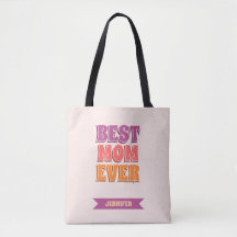 Retro Pink Best Mom Ever Custom Name Colorful 