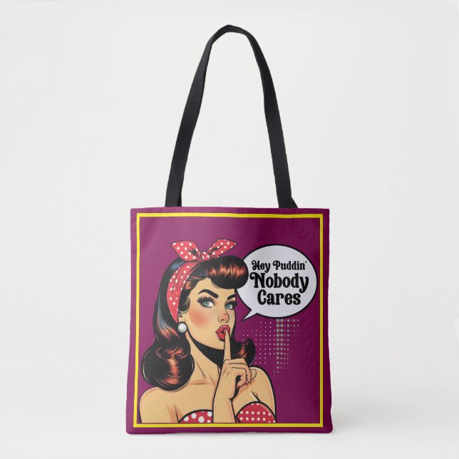 Bolso De Tela Retro Pinup_ Hey Pudding (Anverso)