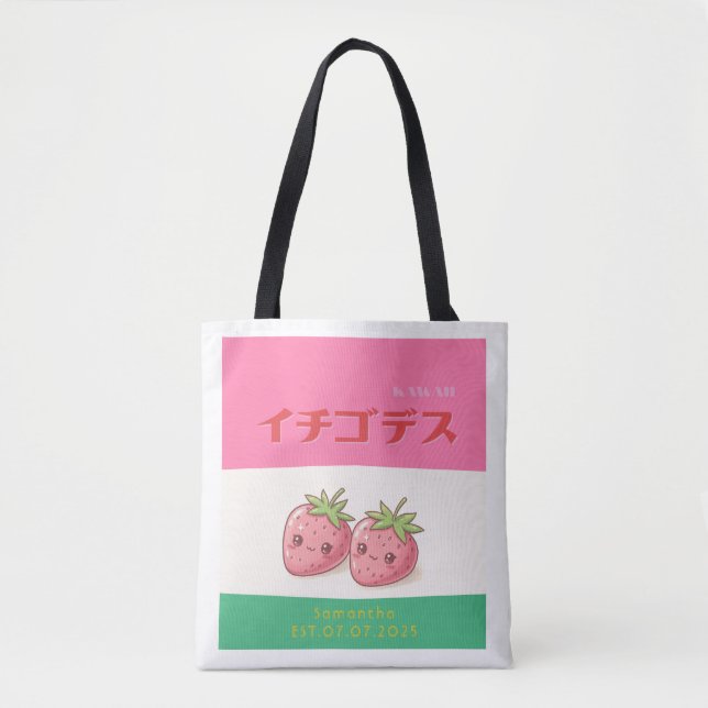Bolso De Tela Retro Pop Strawberry Charm - Harajuku Kawaii Style (Anverso)