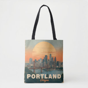 Bolso De Tela Retro Portland Oregon horizonte Vintage Viajes