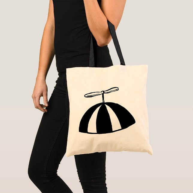 Bolso De Tela Retro Propeller Beanie Whimsical Negro y Blanco (Subido por el creador)