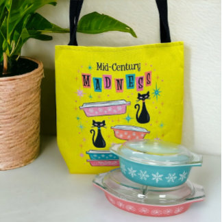 Bolso De Tela Retro Pyrex Black Kitty Cats MCM Tote Bag
