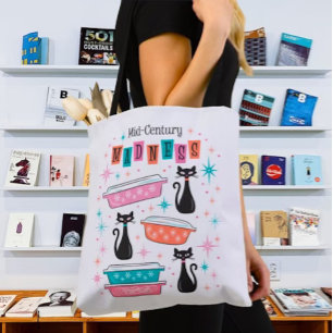 Bolso De Tela Retro Pyrex Mod Kitty Cats MCM Atomic Tote Bag