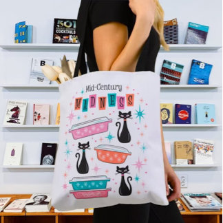 Bolso De Tela Retro Pyrex Mod Kitty Cats MCM Atomic Tote Bag