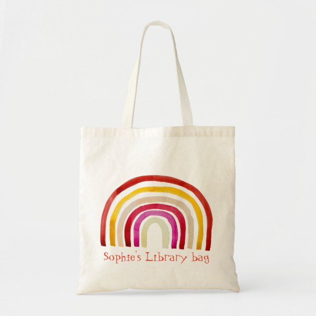 Bolso De Tela Retro Rainbow lindo acuarela (Frente)