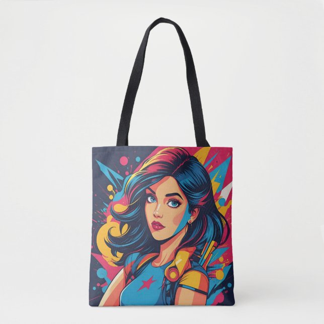 Bolso De Tela Retro retrato de arte pop Tote Bag (Anverso)