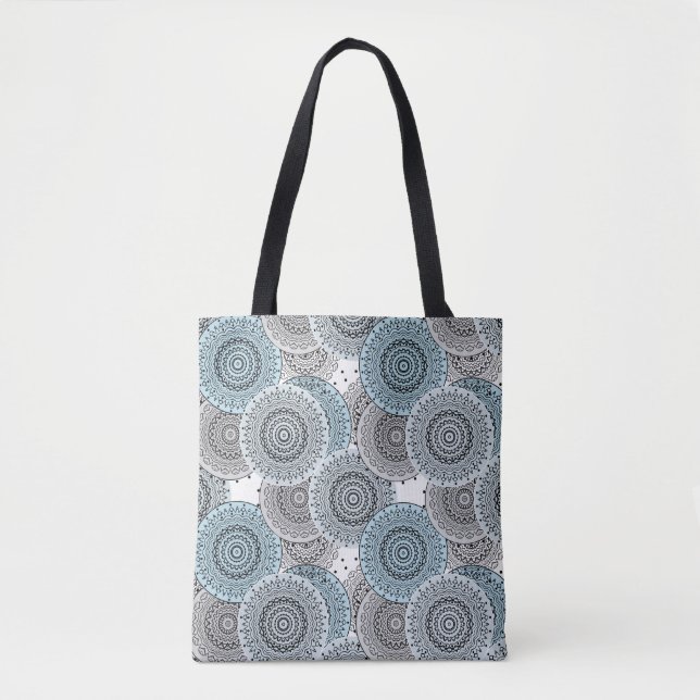 Bolso De Tela Retro, retro, azul y gris, elegante (Anverso)