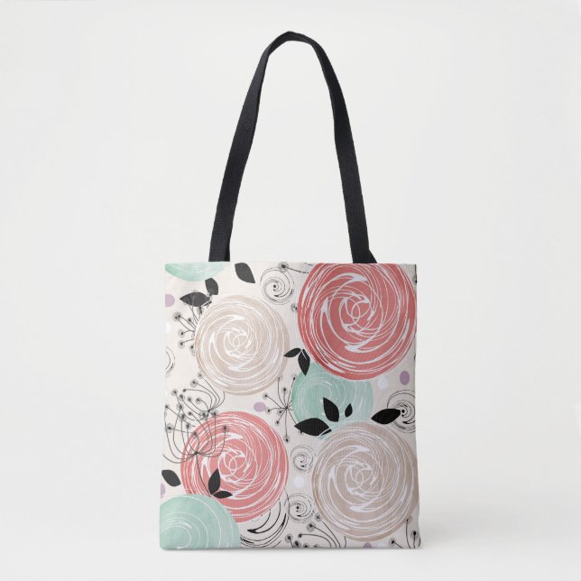 Bolso De Tela Retro, rosas (Anverso)