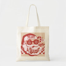 Retro Santa Alegre Navidad Rosa Rojo