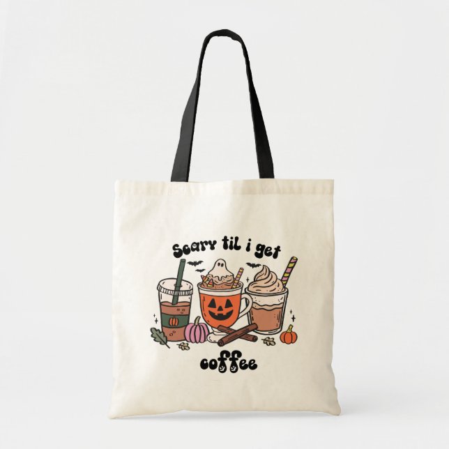 Bolso De Tela Retro Scary hasta que consiga café Halloween (Frente)