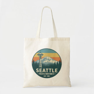 Bolso De Tela Retro Seattle Pacífico Noroeste Mt. Rainier