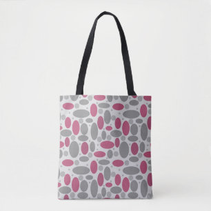 Bolso De Tela retro, sesenta, puntos de polka, gris y rosa