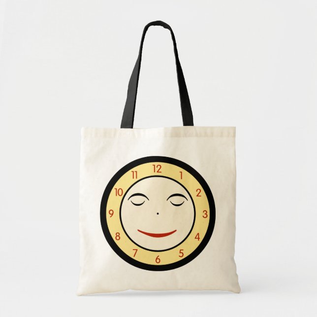 Bolso De Tela Retro Sleepy Clock Face (Frente)