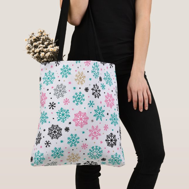 Bolso De Tela Retro Snowflakes (Detalle)