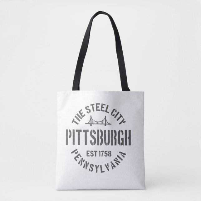 Bolso De Tela Retro Steel City Pittsburgh Pennsylvania Yinz vint (Anverso)