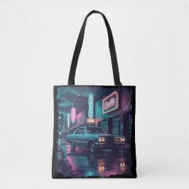 Bolso De Tela Retro Street Scene Art 1940s Classic Car 