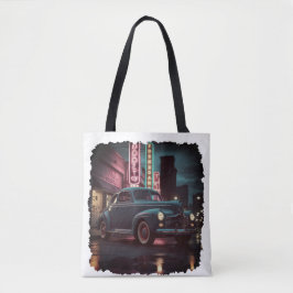 Bolso De Tela Retro Street Scene Art 1940s Classic Car 