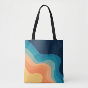 Bolso De Tela Retro style waves decoration