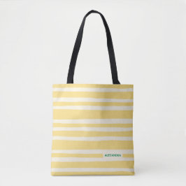 Bolso De Tela Retro Summer Chic Yellow Stripes Personalized
